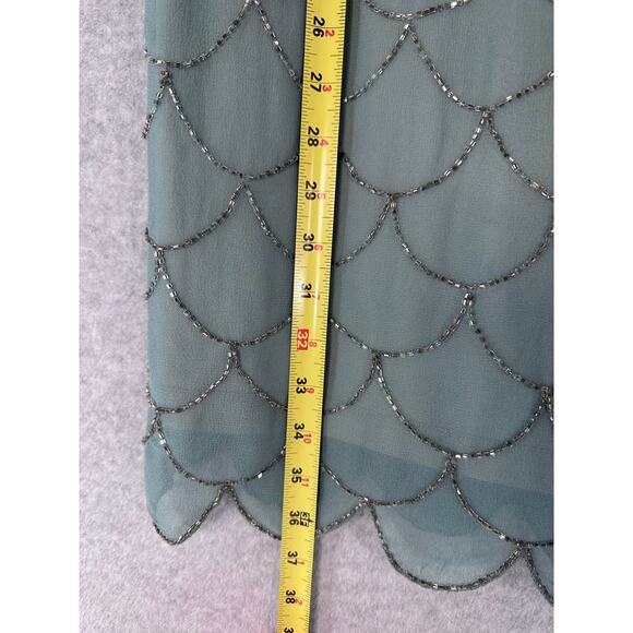 Adriana Papell Women's sz 10 Fishscale Beaded Cocktail NYE Holiday Party Dress - Picture 5 of 12